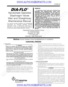 ITT Dia Flo Valve Maintenance Manual pdf image